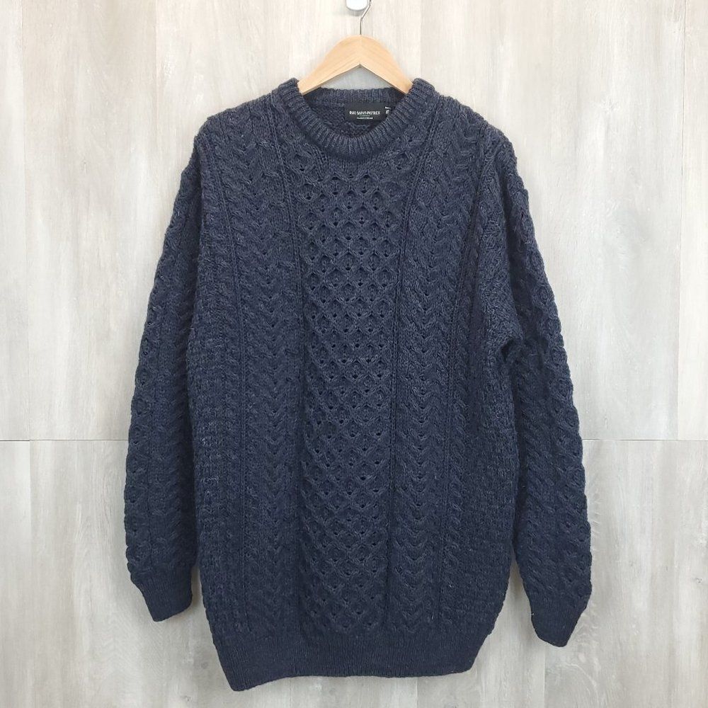 Rue Saint Patrick  Men's 100% Wool Chunky Cable Knit Fall Winter Sweater